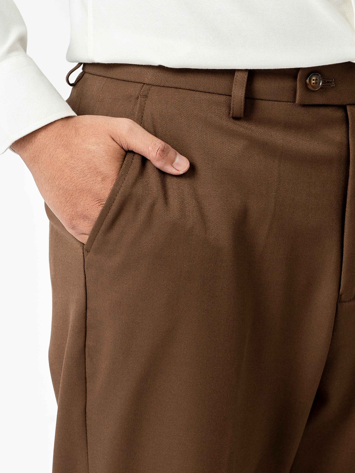 Trousers With Belt Loop - Burnt Tan (Regular Fit)