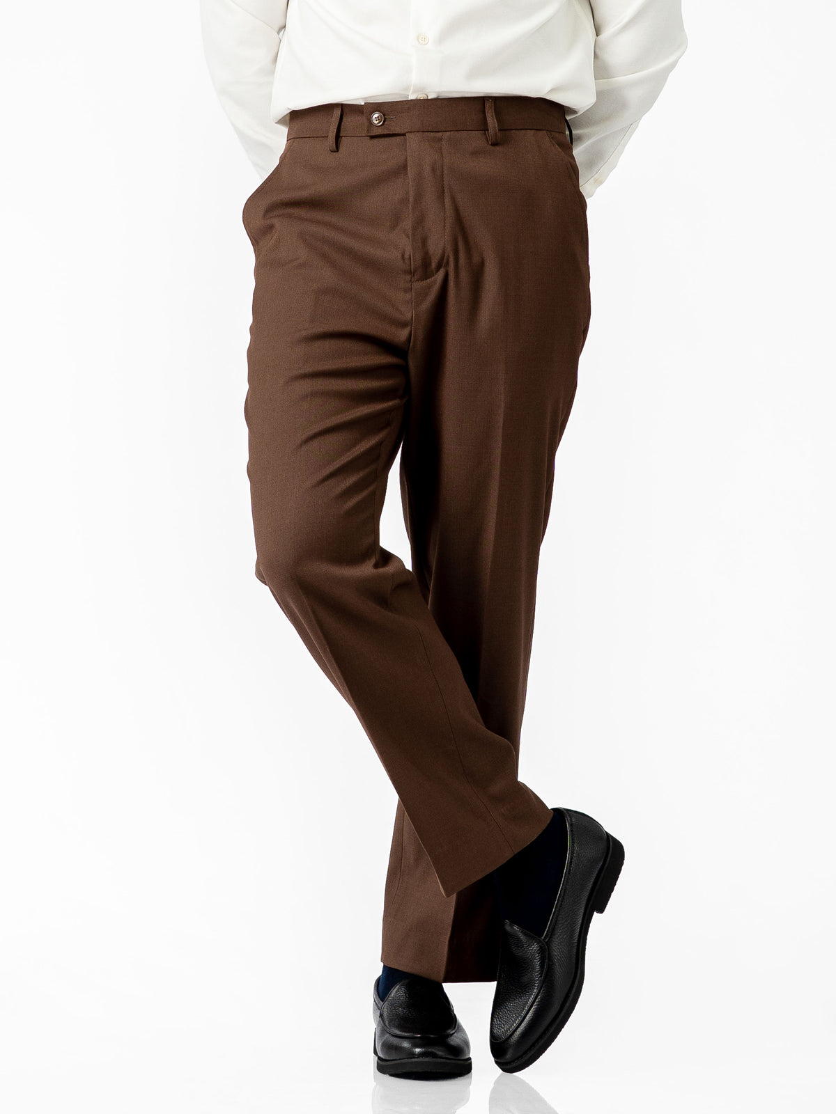 Trousers With Belt Loop - Cocoa Brown (Regular Fit)