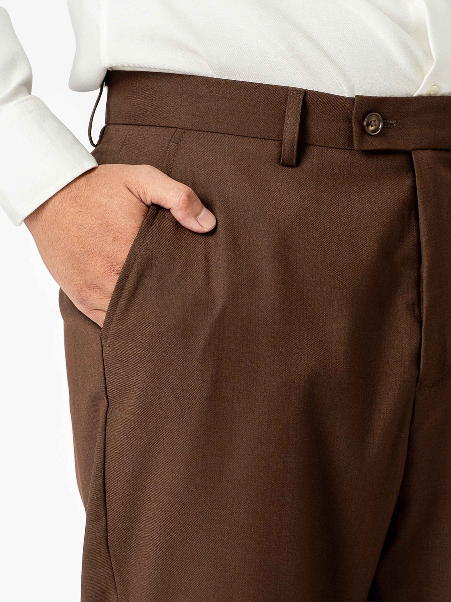 Trousers With Belt Loop - Cocoa Brown (Regular Fit)