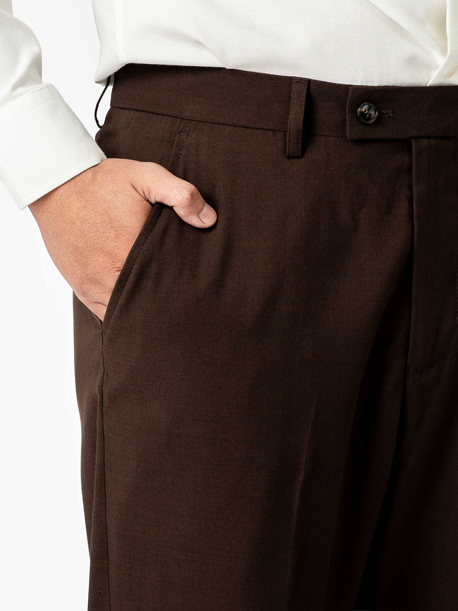 Trousers With Belt Loop - Dark Espresso (Regular Fit)