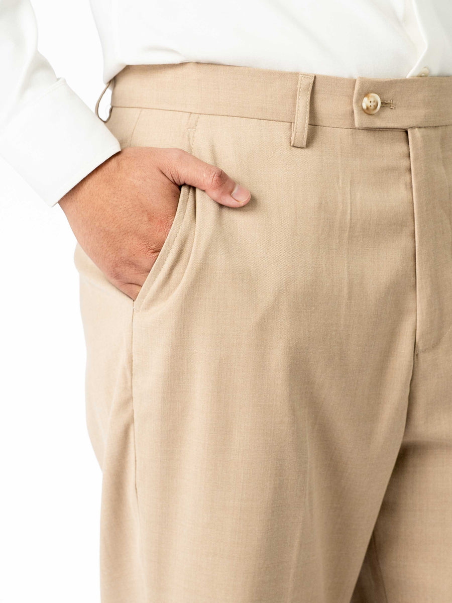 Trousers With Belt Loop - Sand Beige (Regular Fit)