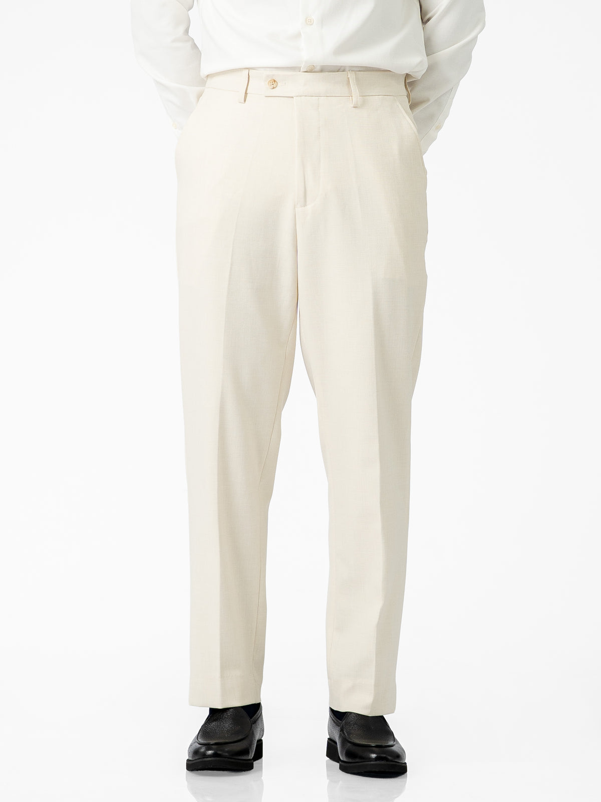 Trousers With Belt Loop - Warm Ivory (Regular Fit)