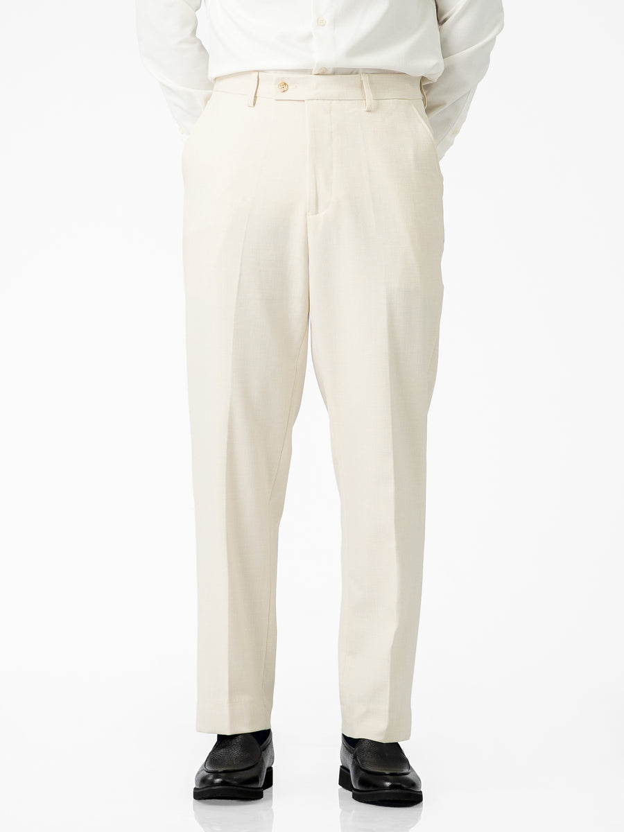 Trousers With Belt Loop - Warm Ivory (Regular Fit)
