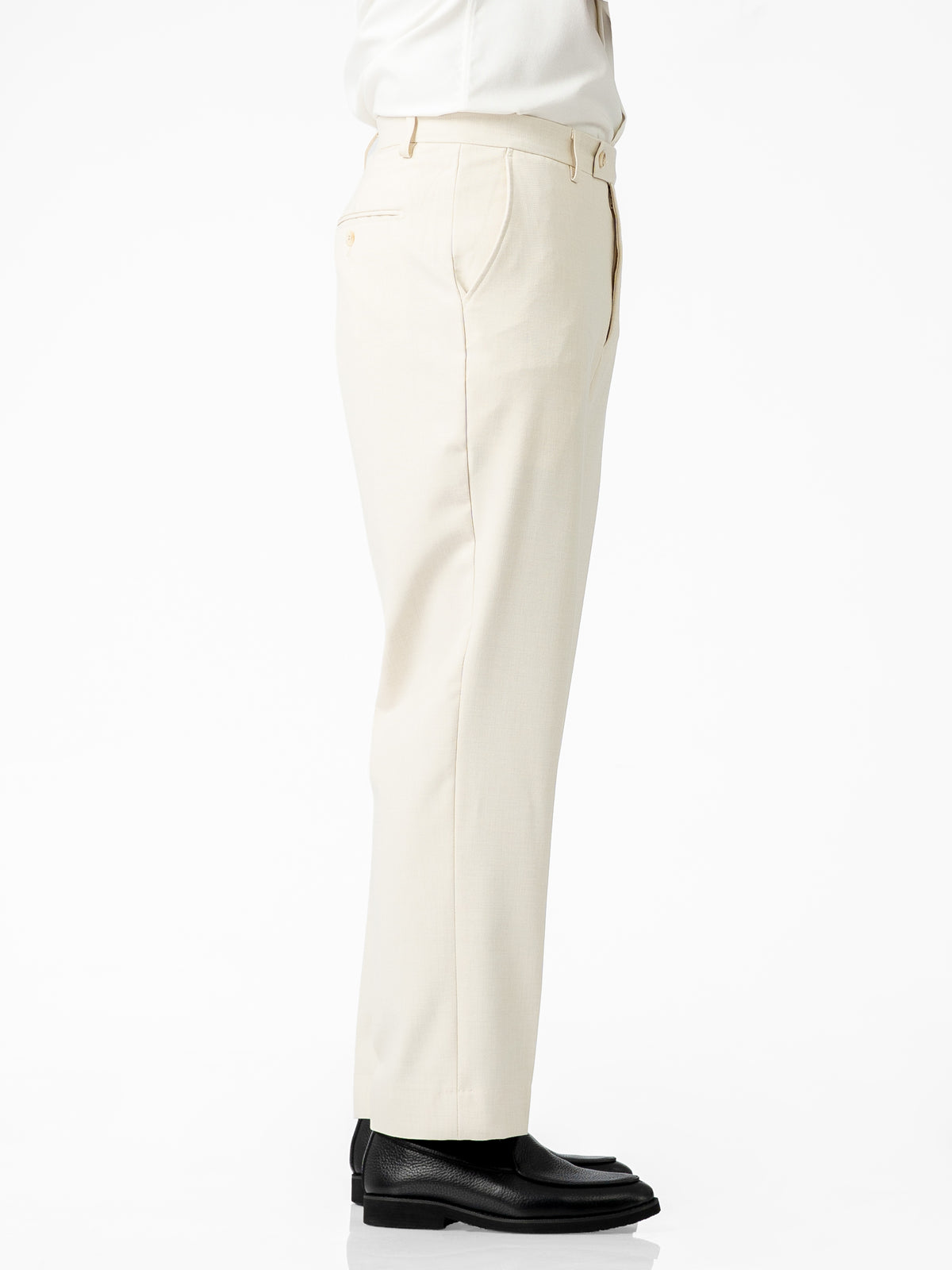 Trousers With Belt Loop - Warm Ivory (Regular Fit)