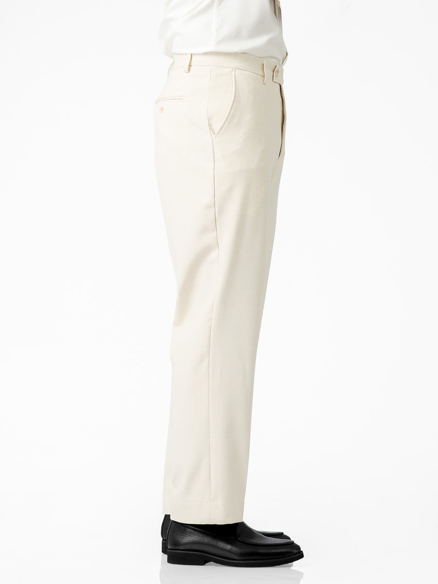 Trousers With Belt Loop - Warm Ivory (Regular Fit)
