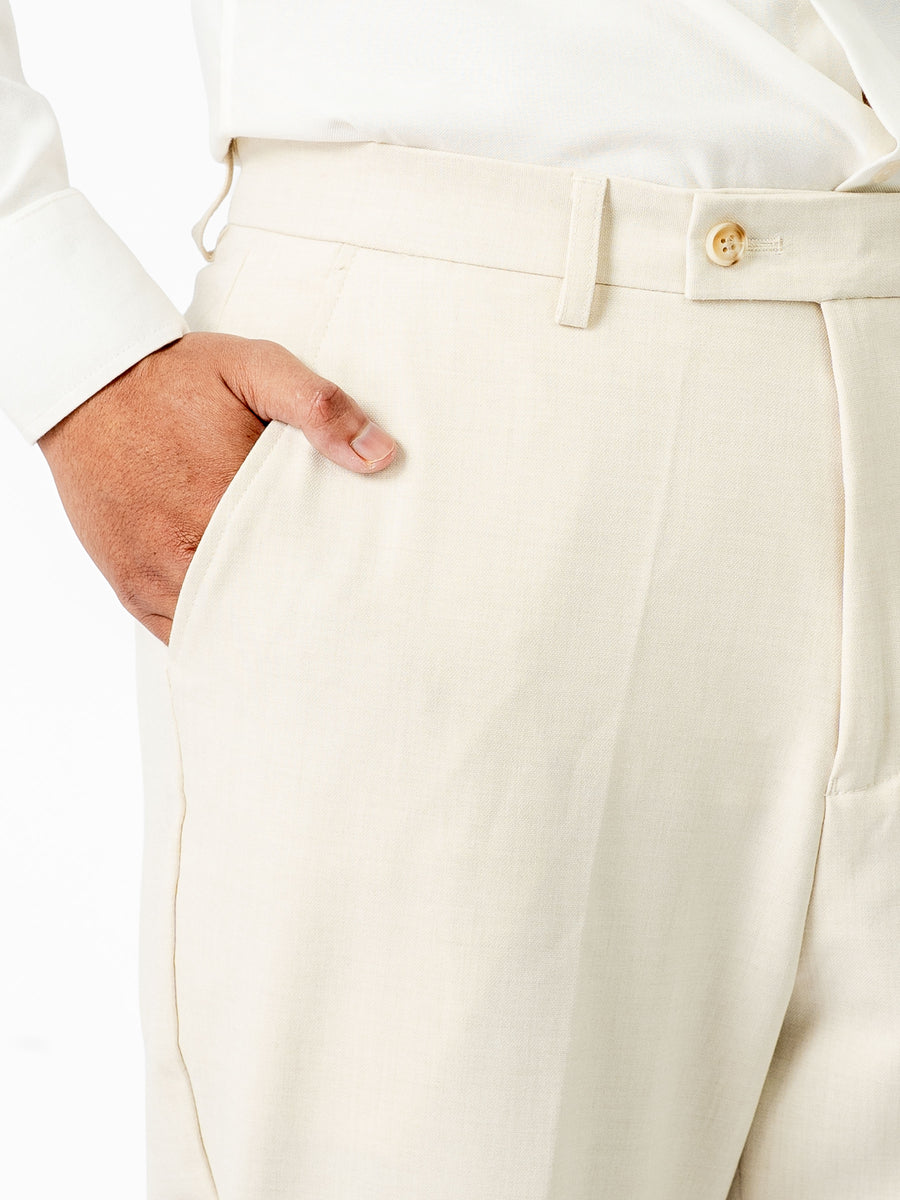 Trousers With Belt Loop - Warm Ivory (Regular Fit)