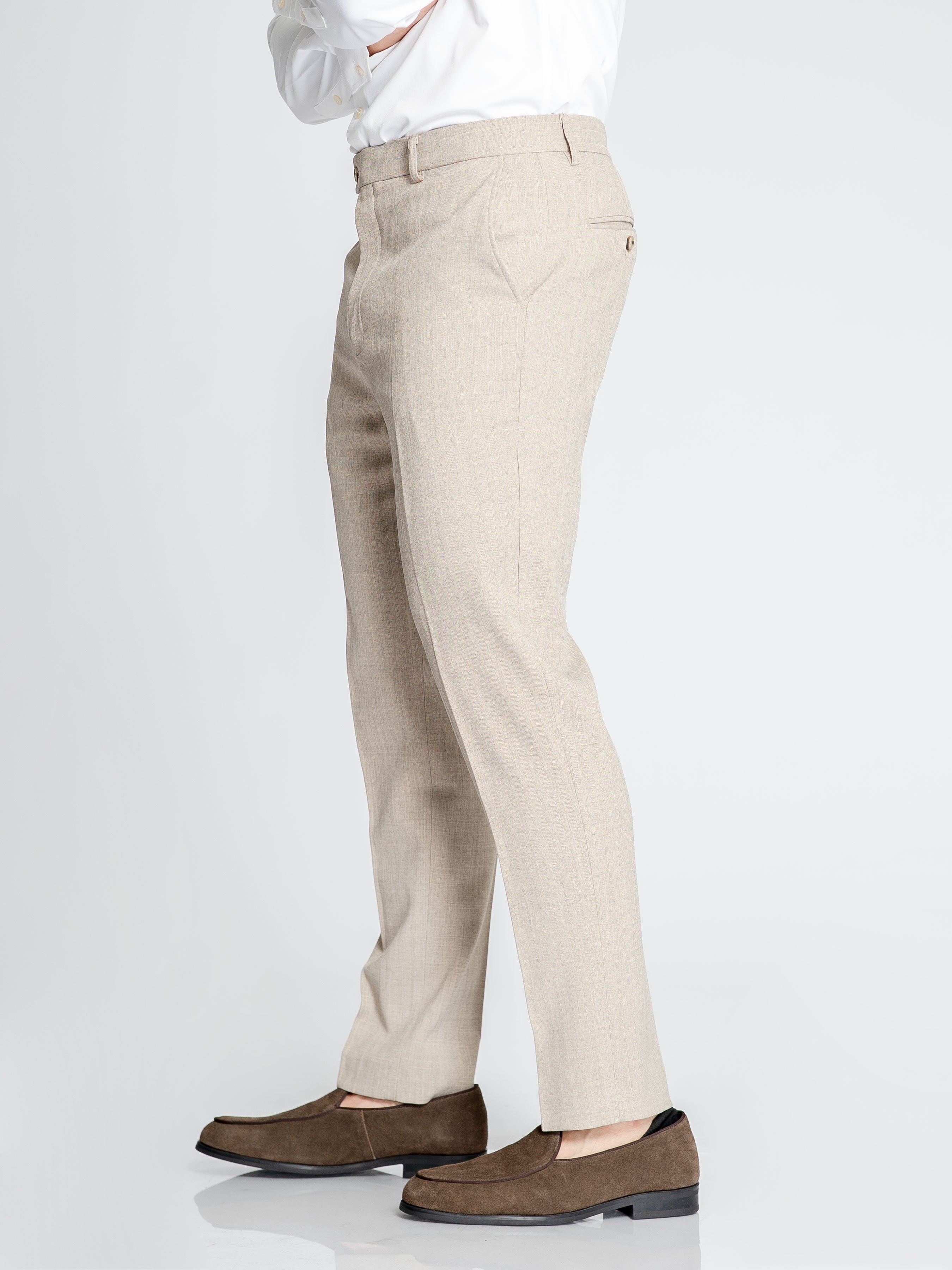 Trousers With Belt Loop - Ash Sand (Slim Straight)