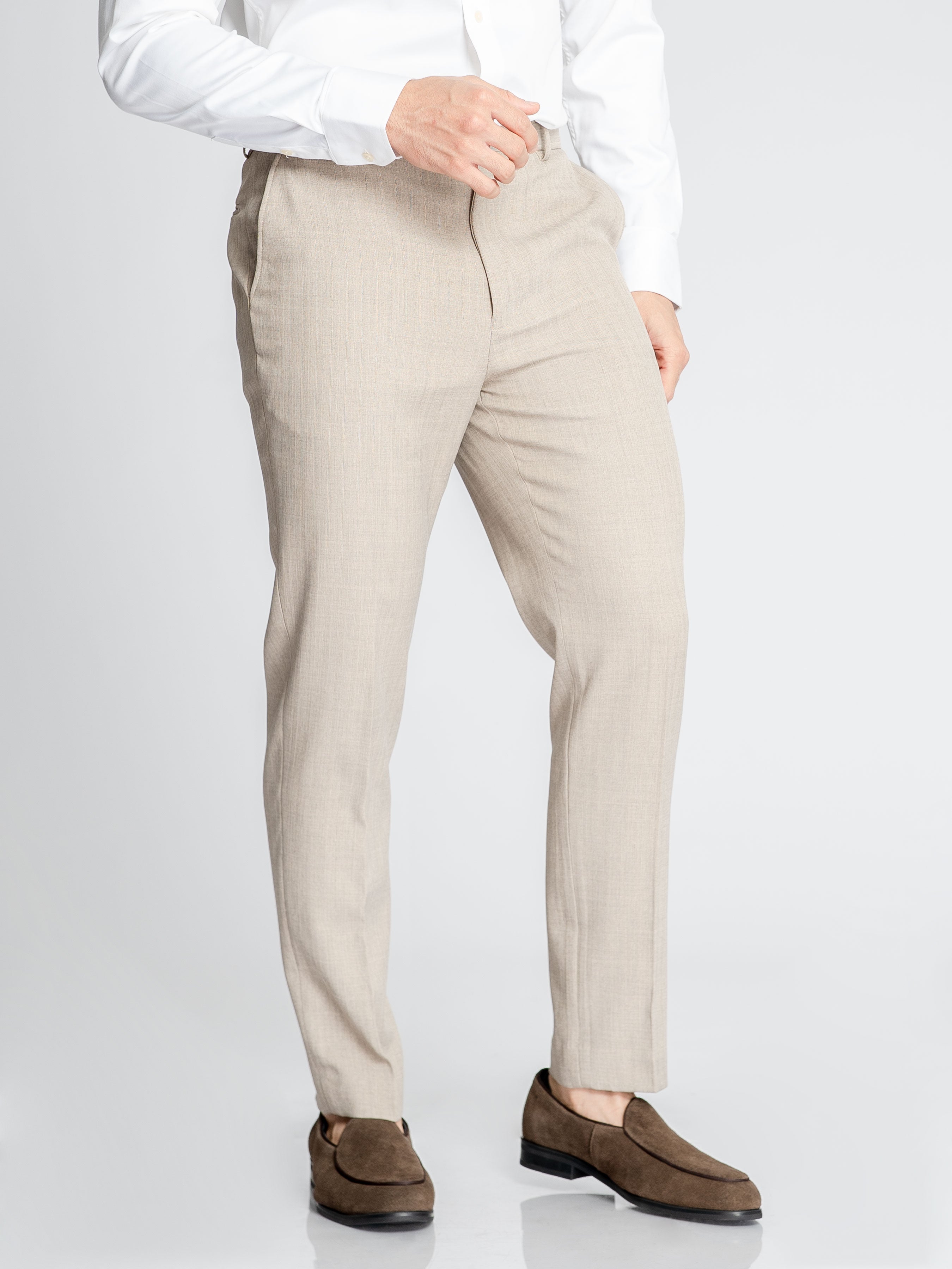 Trousers With Belt Loop - Ash Sand (Slim Straight)