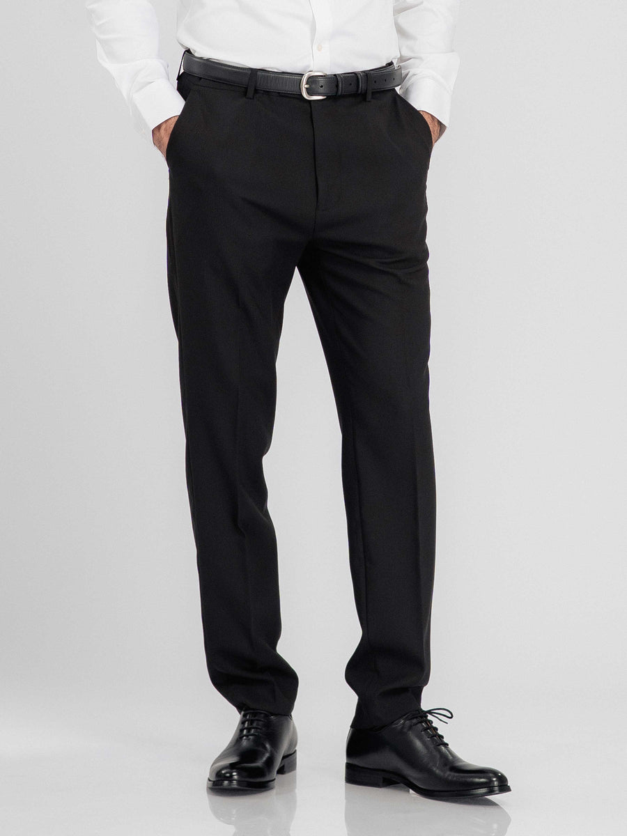 TrousersWithBeltLoopBlackCharcoalSlimStraight1 - Zeve