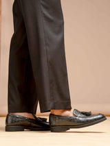 TrousersWithBeltLoopBlackWideFit6 - Zeve