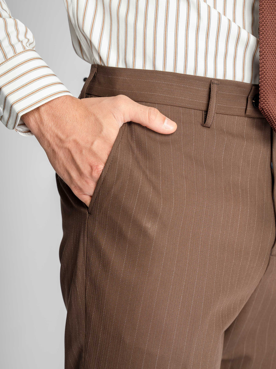 TrousersWithBeltLoopDarkBrownPinstripes_SlimStraight_4 - Zeve