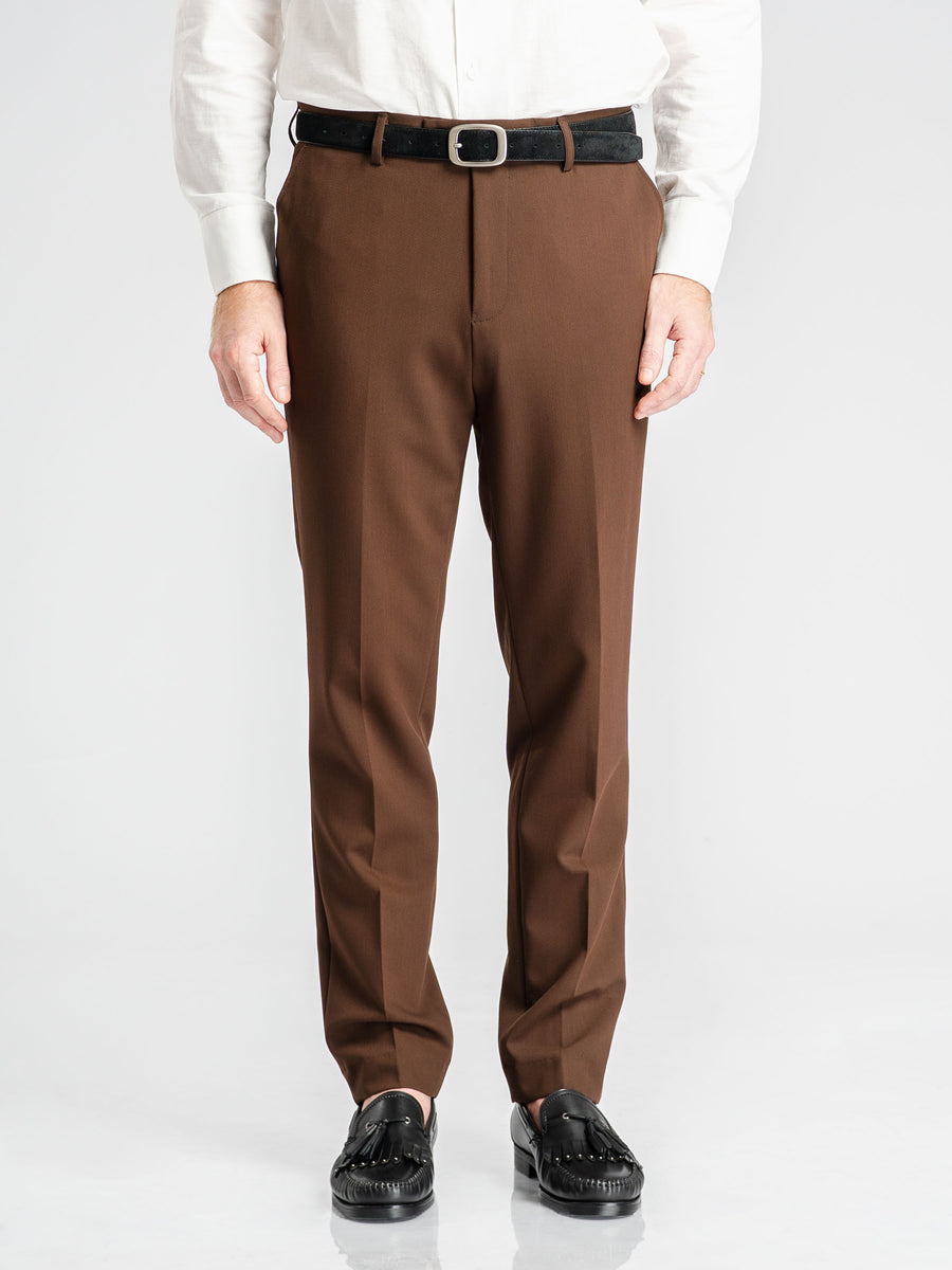 TrousersWithBeltLoopDarkBrown_SlimStraight_1 - Zeve