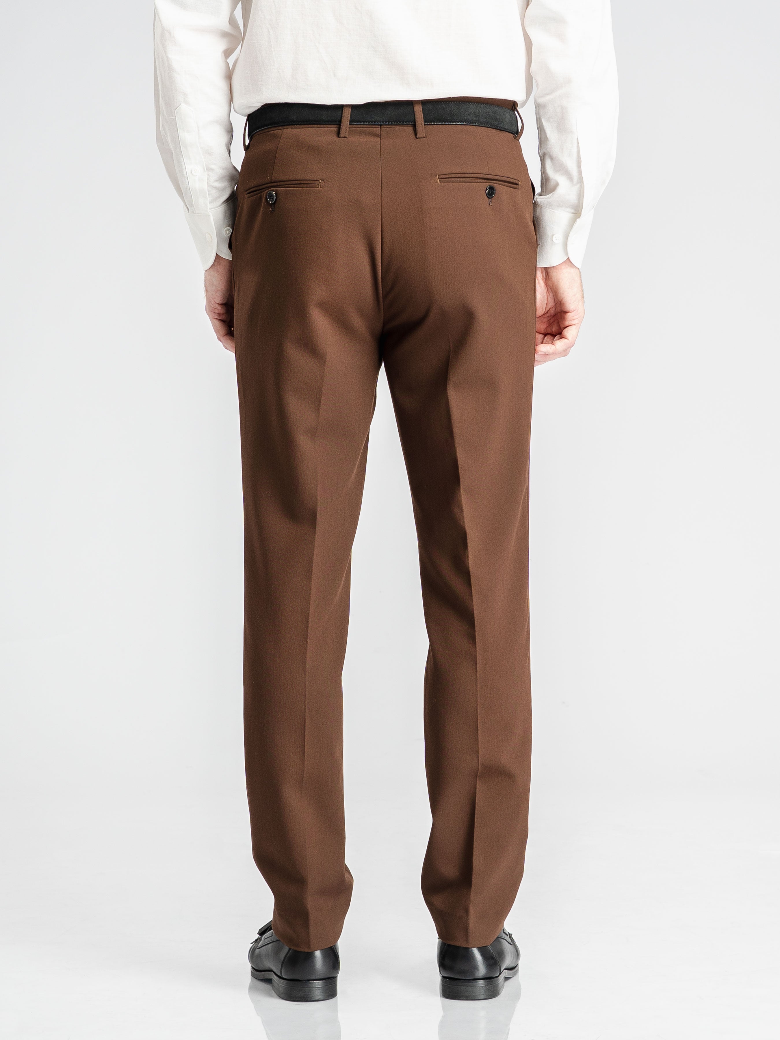 Trousers With Belt Loop - Dark Brown (Slim Straight)
