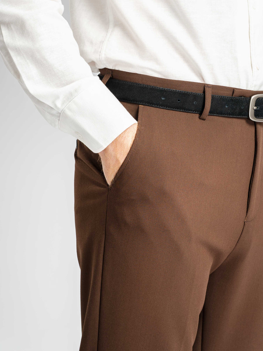 TrousersWithBeltLoopDarkBrown_SlimStraight_7 - Zeve