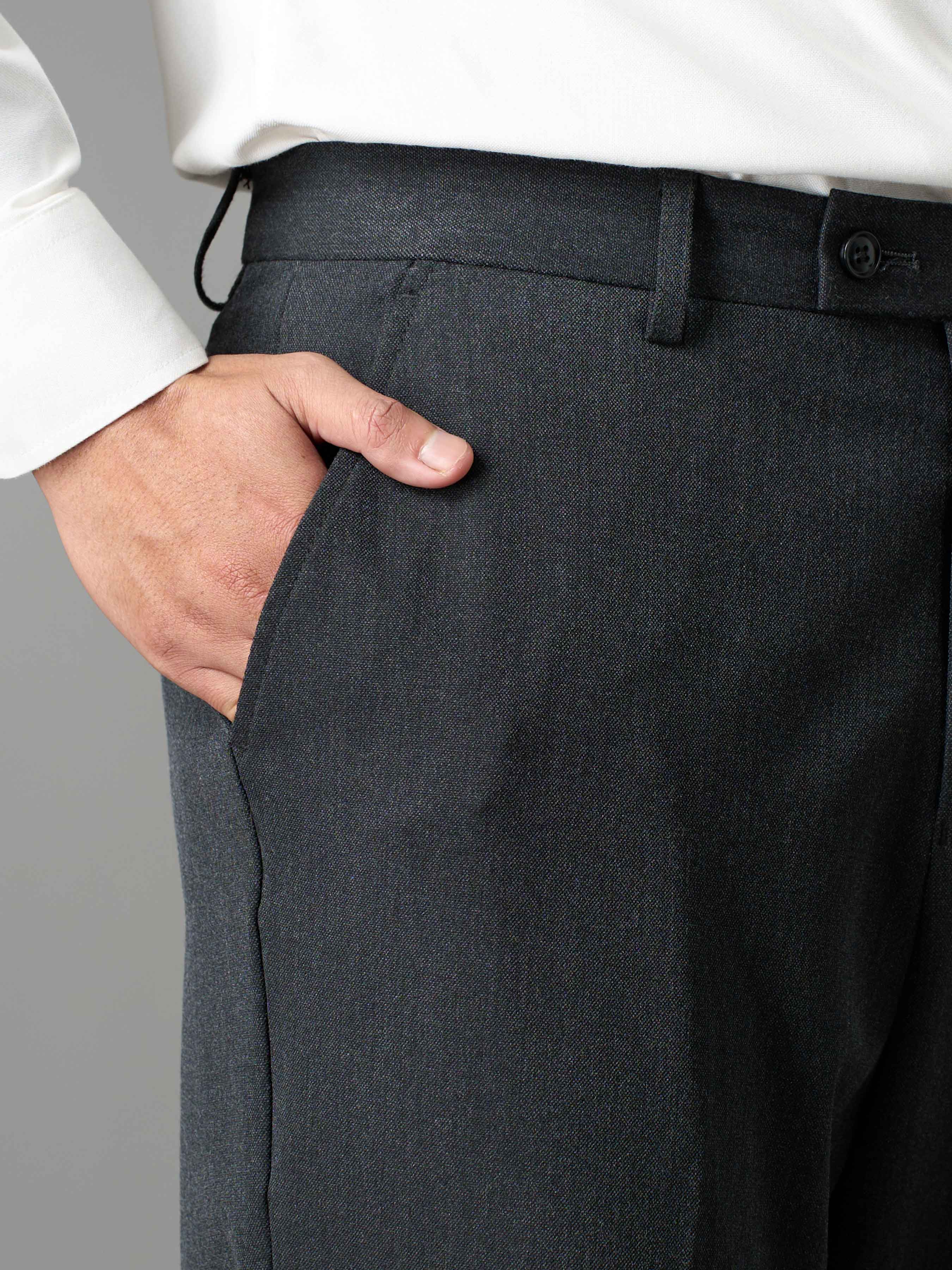 Trousers With Belt Loop - Charcoal Grey (Regular Fit)