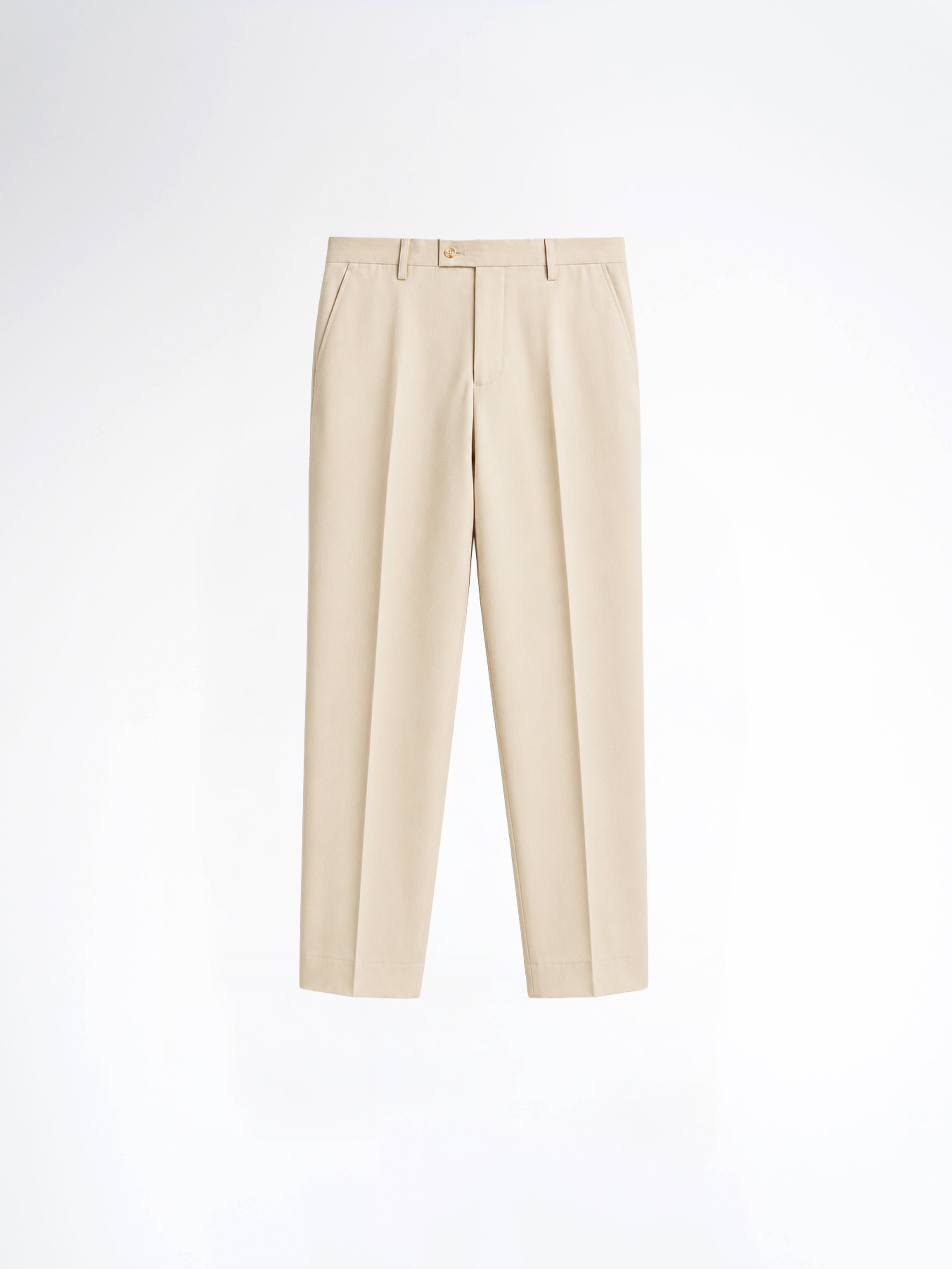 Trousers With Belt Loop - Ivory Beige (Regular Fit)