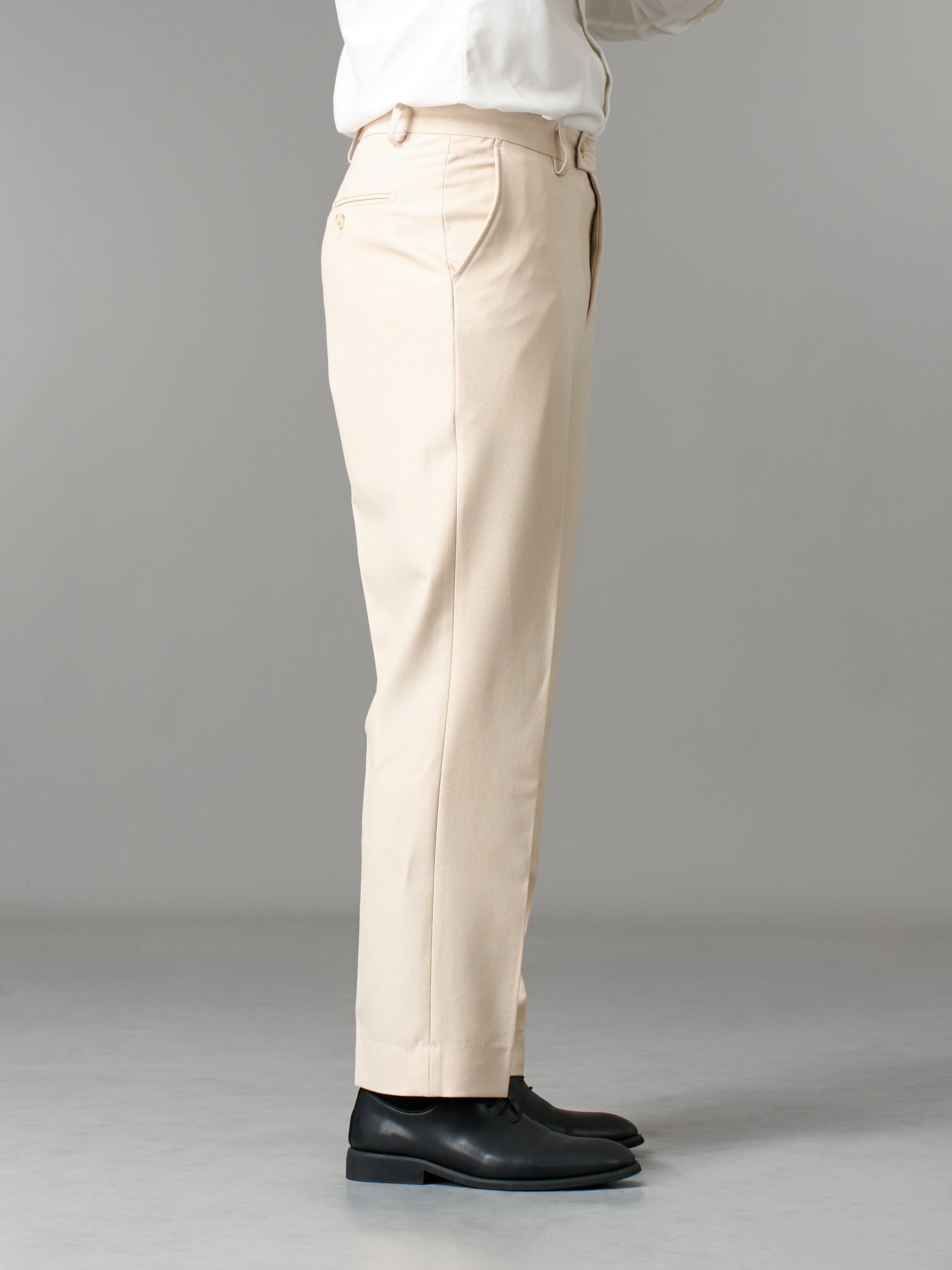 Trousers With Belt Loop - Ivory Beige (Regular Fit)