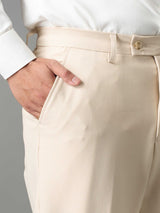 Trousers With Belt Loop - Ivory Beige (Regular Fit)