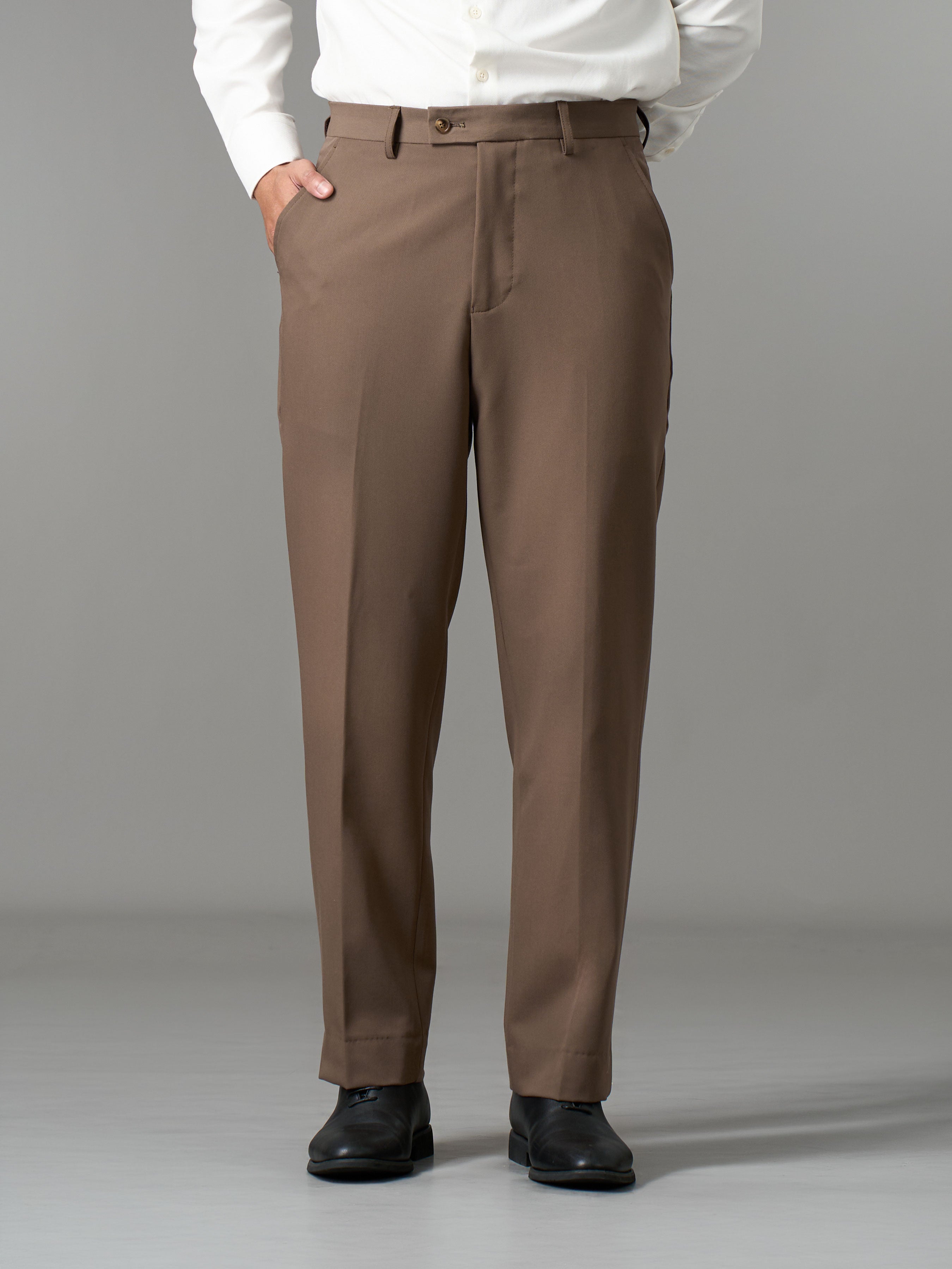 Trousers With Belt Loop - Mocha Brown (Regular Fit)