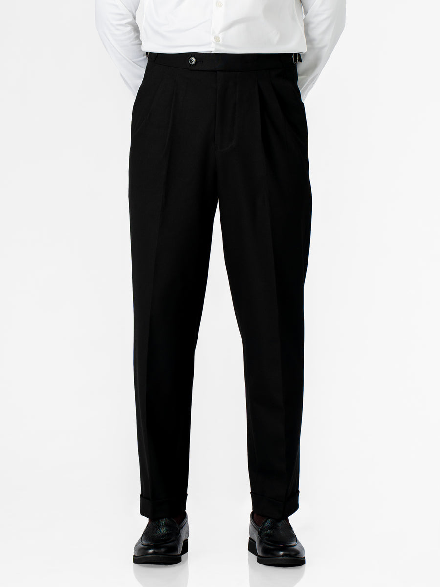 Trousers With Side Adjuster - Classic Black (Regular Fit)