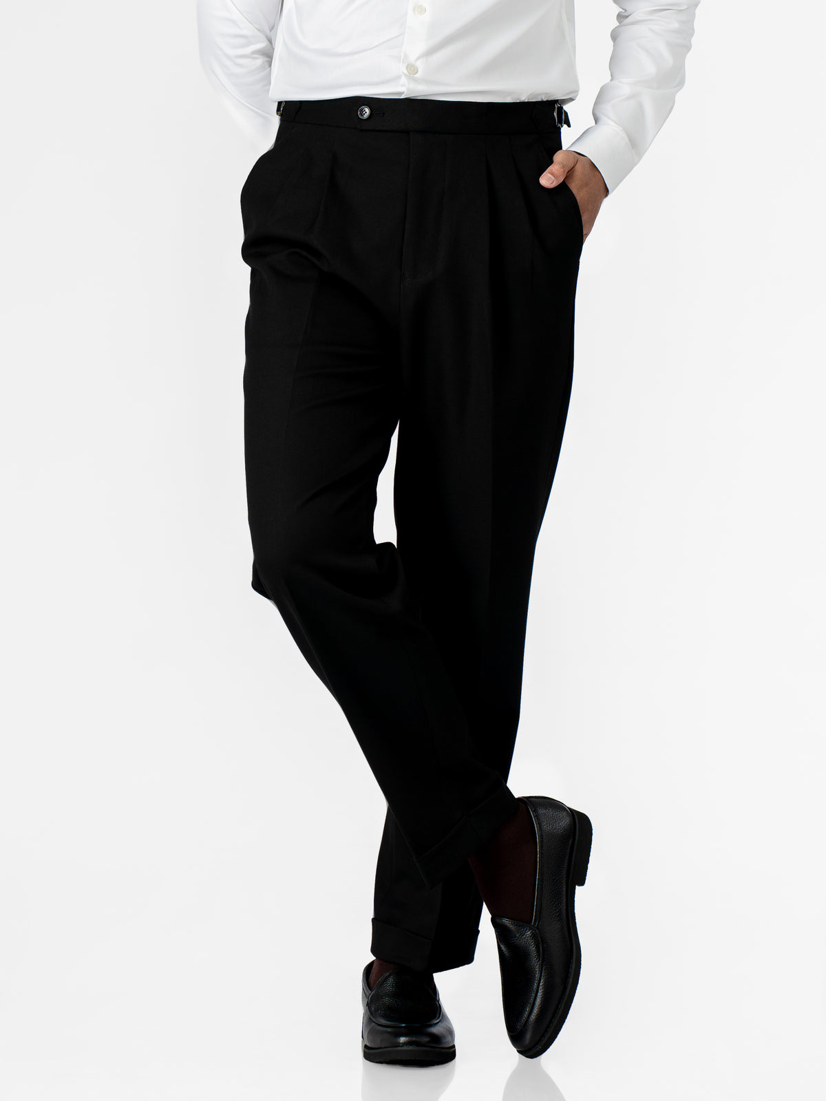 Trousers With Side Adjuster - Classic Black (Regular Fit)