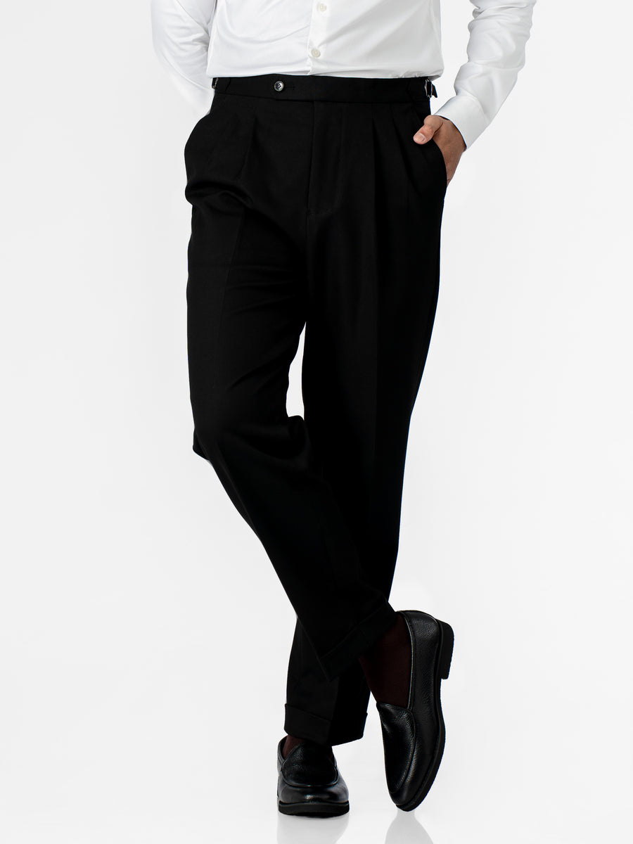 Trousers With Side Adjuster - Classic Black (Regular Fit)