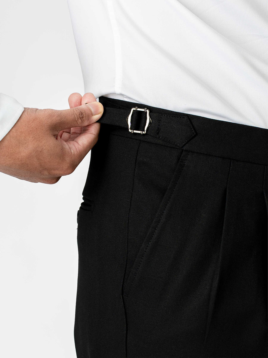 Trousers With Side Adjuster - Classic Black (Regular Fit)