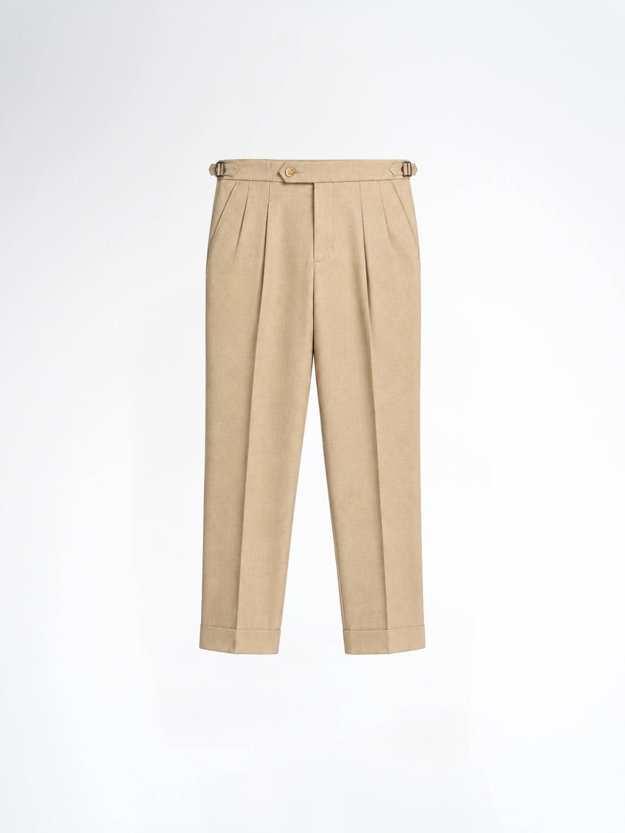 Trousers With Side Adjuster - Sand Beige (Regular Fit)