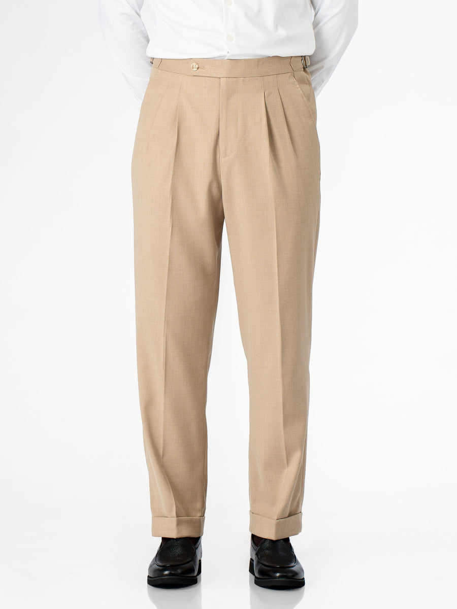 Trousers With Side Adjuster - Sand Beige (Regular Fit)