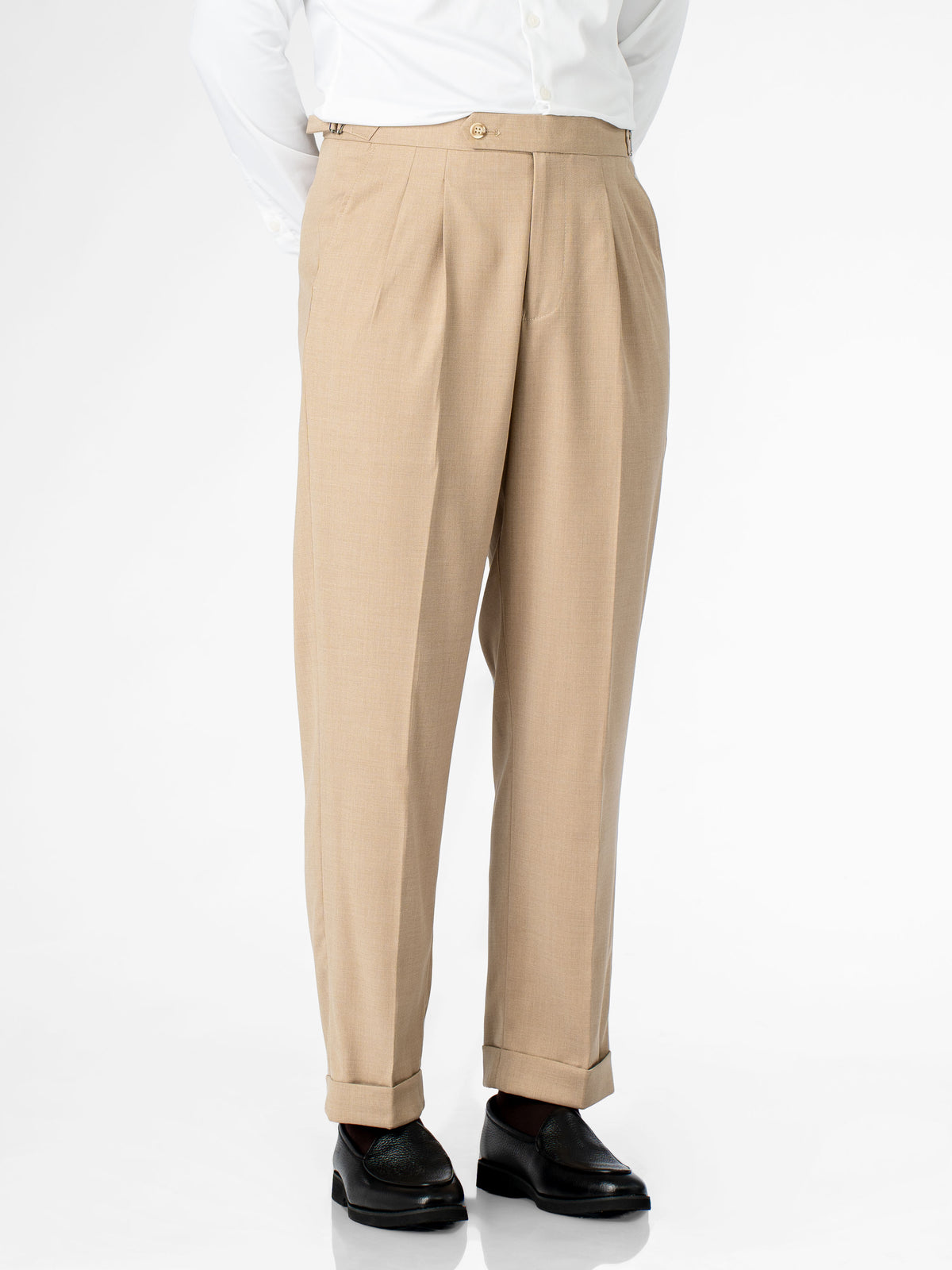 Trousers With Side Adjuster - Sand Beige (Regular Fit)