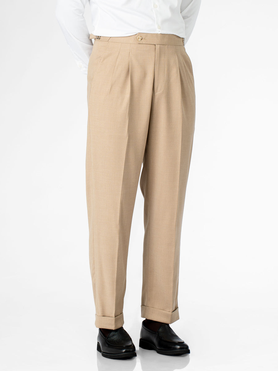 Trousers With Side Adjuster - Sand Beige (Regular Fit)
