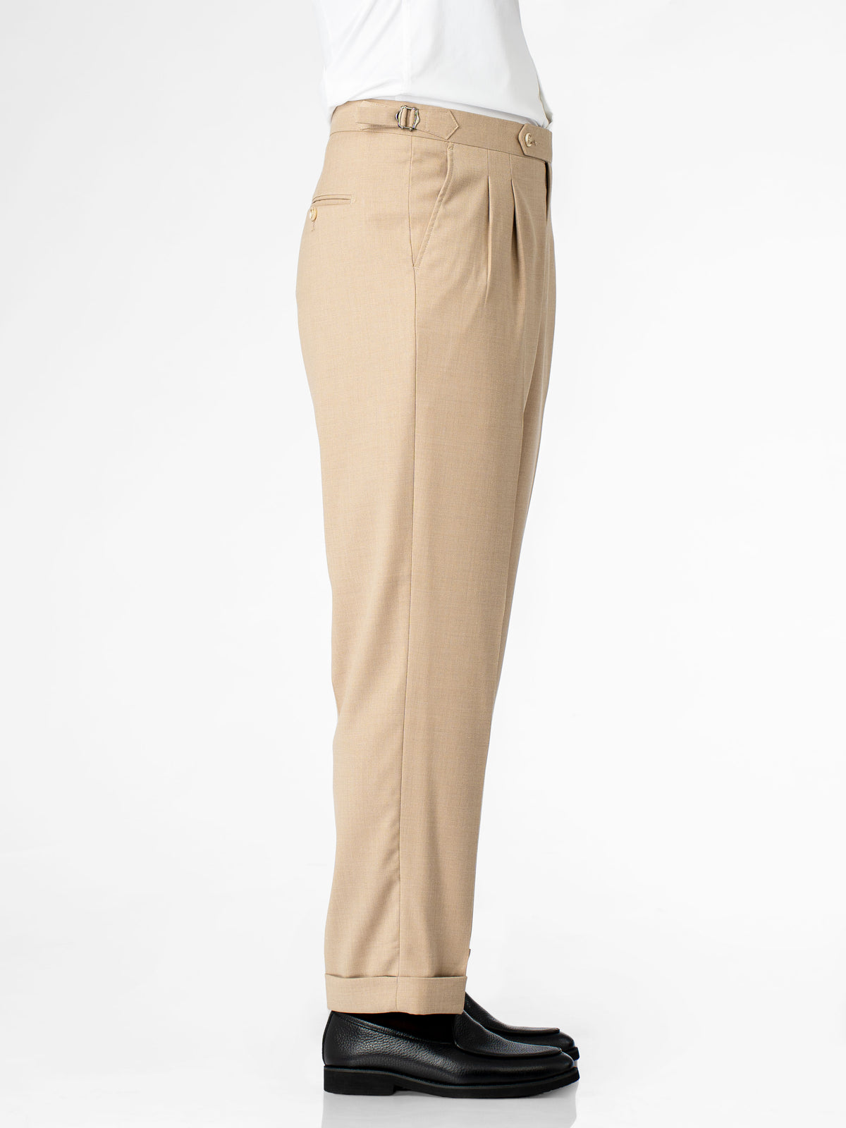 Trousers With Side Adjuster - Sand Beige (Regular Fit)