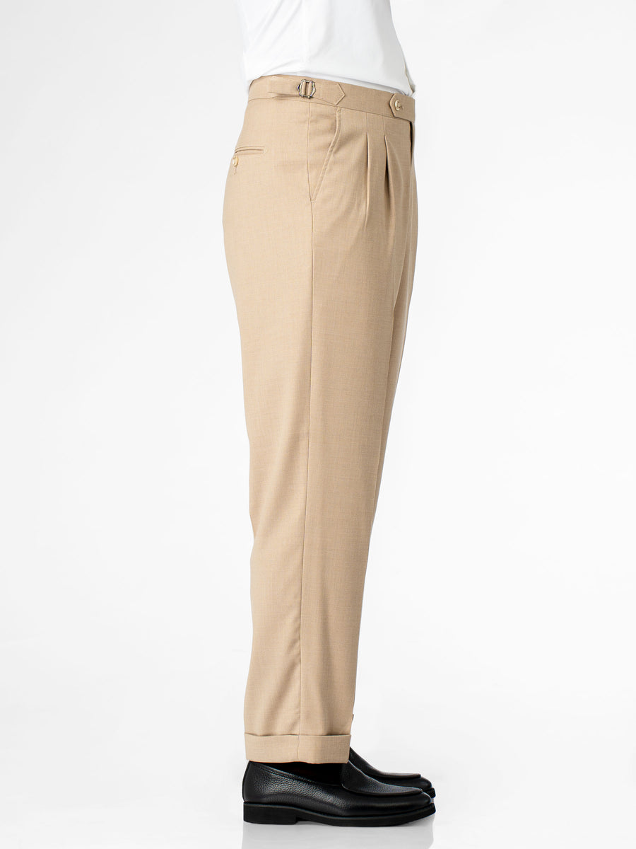 Trousers With Side Adjuster - Sand Beige (Regular Fit)