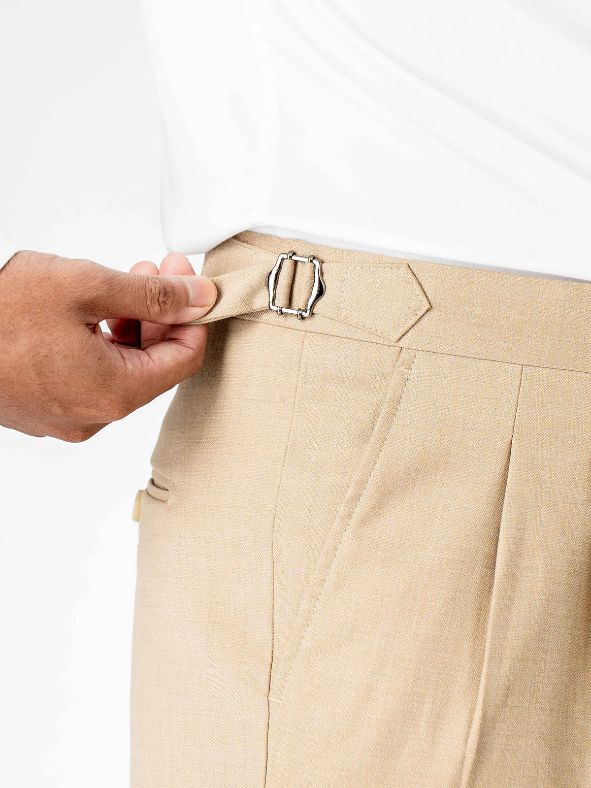 Trousers With Side Adjuster - Sand Beige (Regular Fit)