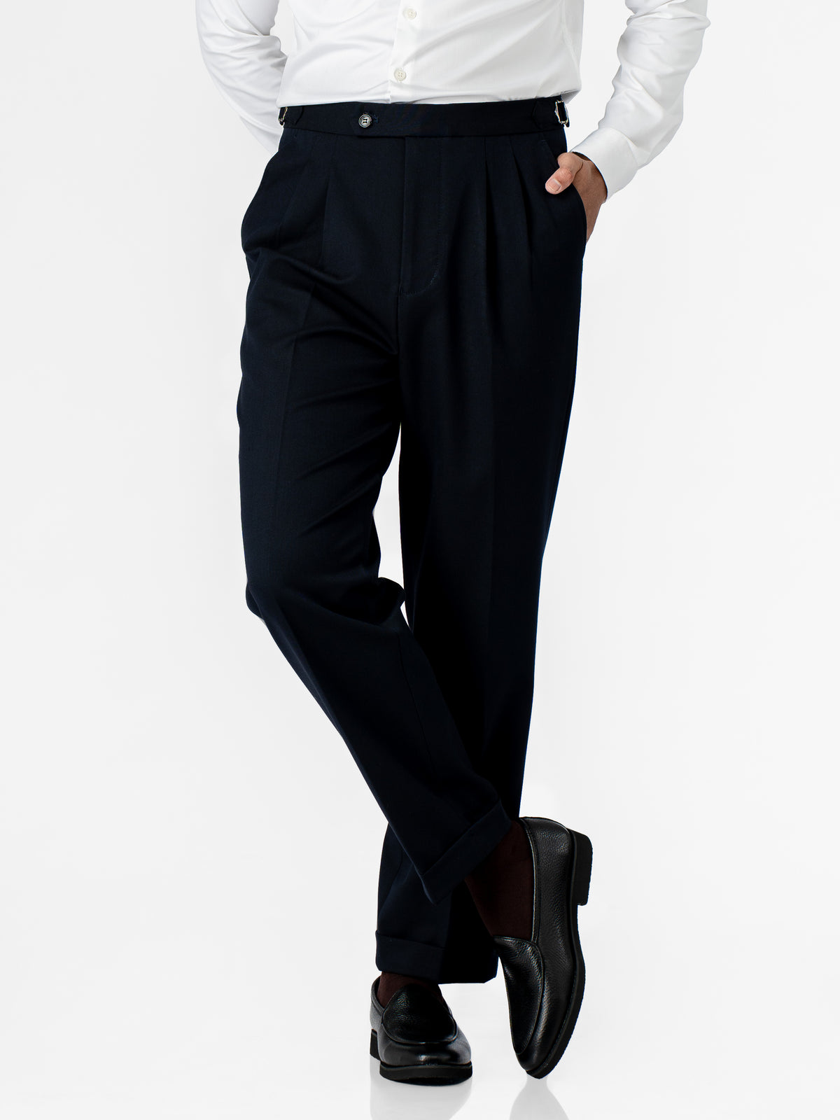 Trousers With Side Adjuster - Shadow Blue (Regular Fit)