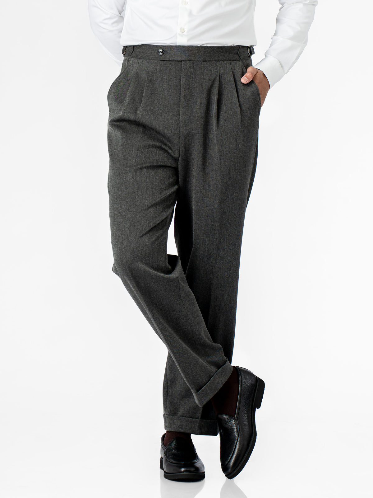 Trousers With Side Adjuster - Steel Grey (Regular Fit)