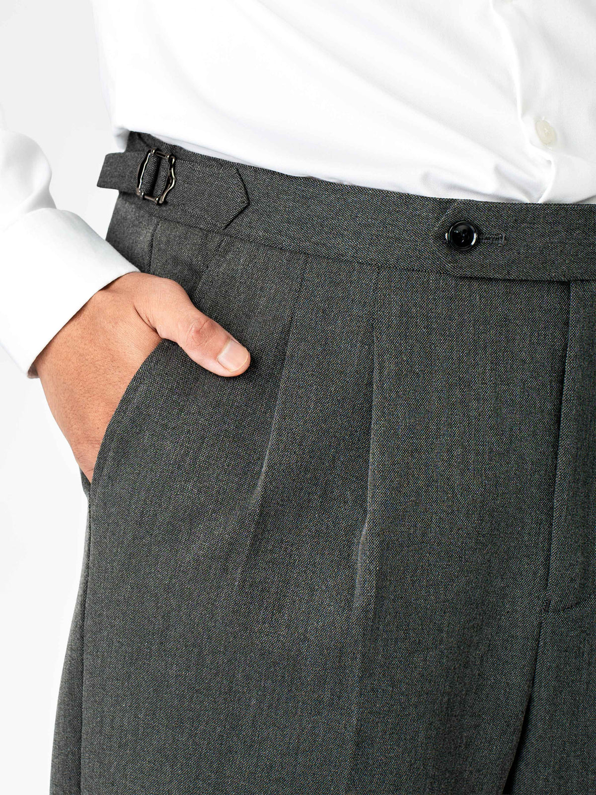 Trousers With Side Adjuster - Steel Grey (Regular Fit)