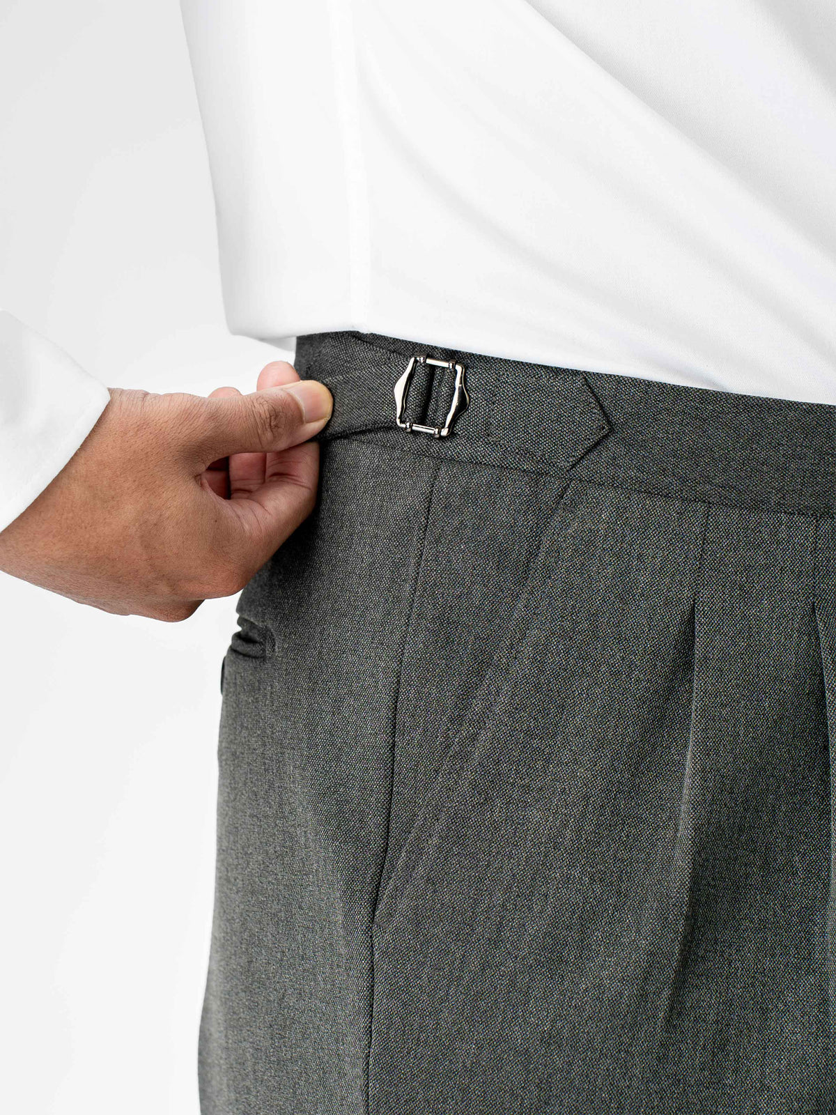 Trousers With Side Adjuster - Steel Grey (Regular Fit)