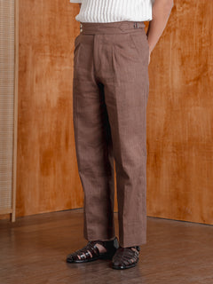 TrousersWithSideAdjustersLinenCoffeePlain_Wide-Fit_03 - Zeve