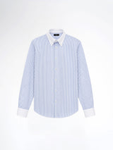 Two-Toned Shirt - White Blue Stripe (Button Down Collar)