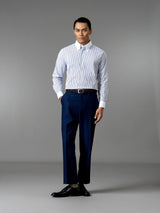 Two-Toned Shirt - White Blue Stripe (Button Down Collar)