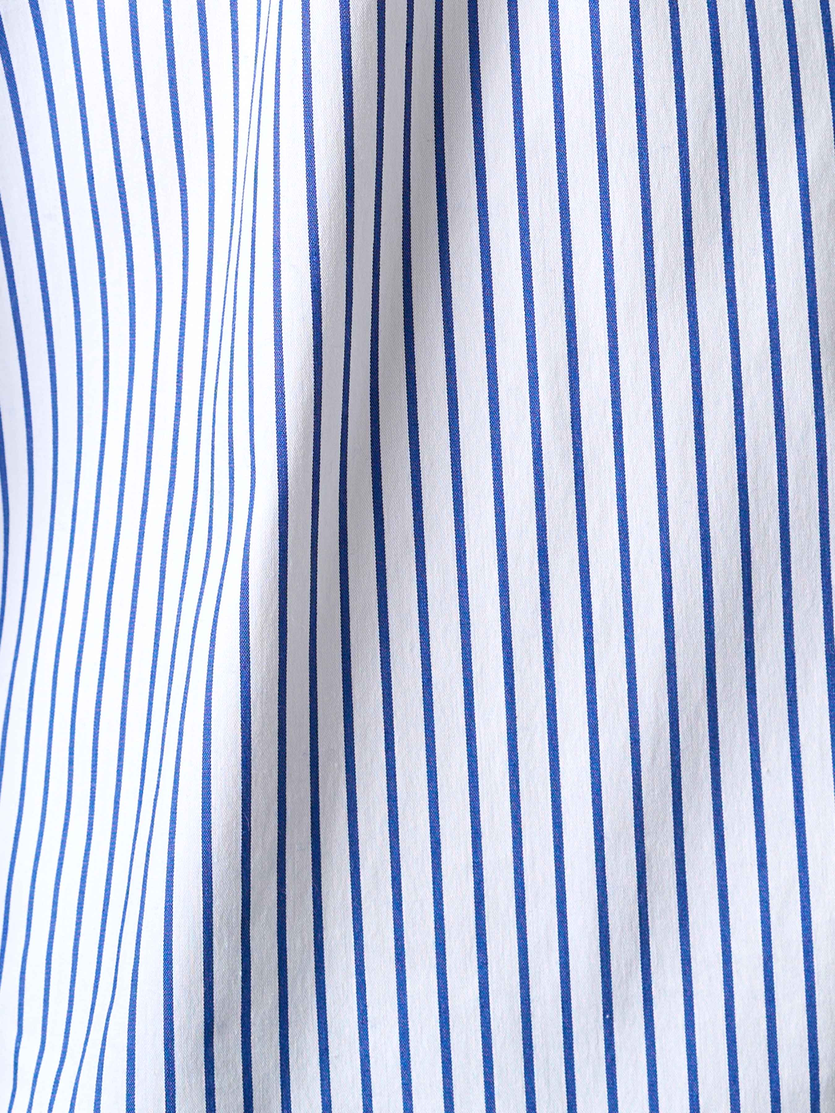 Two-Toned Shirt - White Blue Stripe (Button Down Collar)