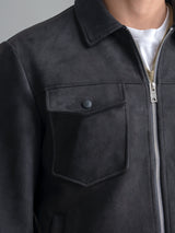 UpPocket-Black-Suede-Jacket-Zipper - Zeve