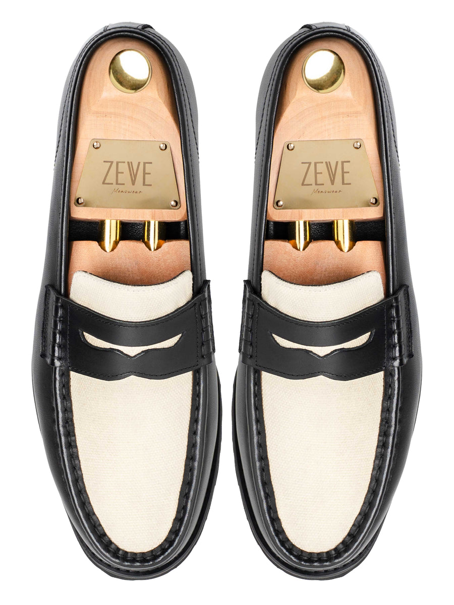 Valen Penny Loafer - Solid Black Leather (Eva Combat)