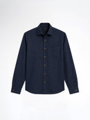 Vance Linen Shirt - Navy Blue Windsor Collar