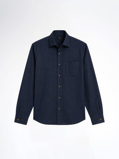 Vance Linen Shirt - Navy Blue Windsor Collar