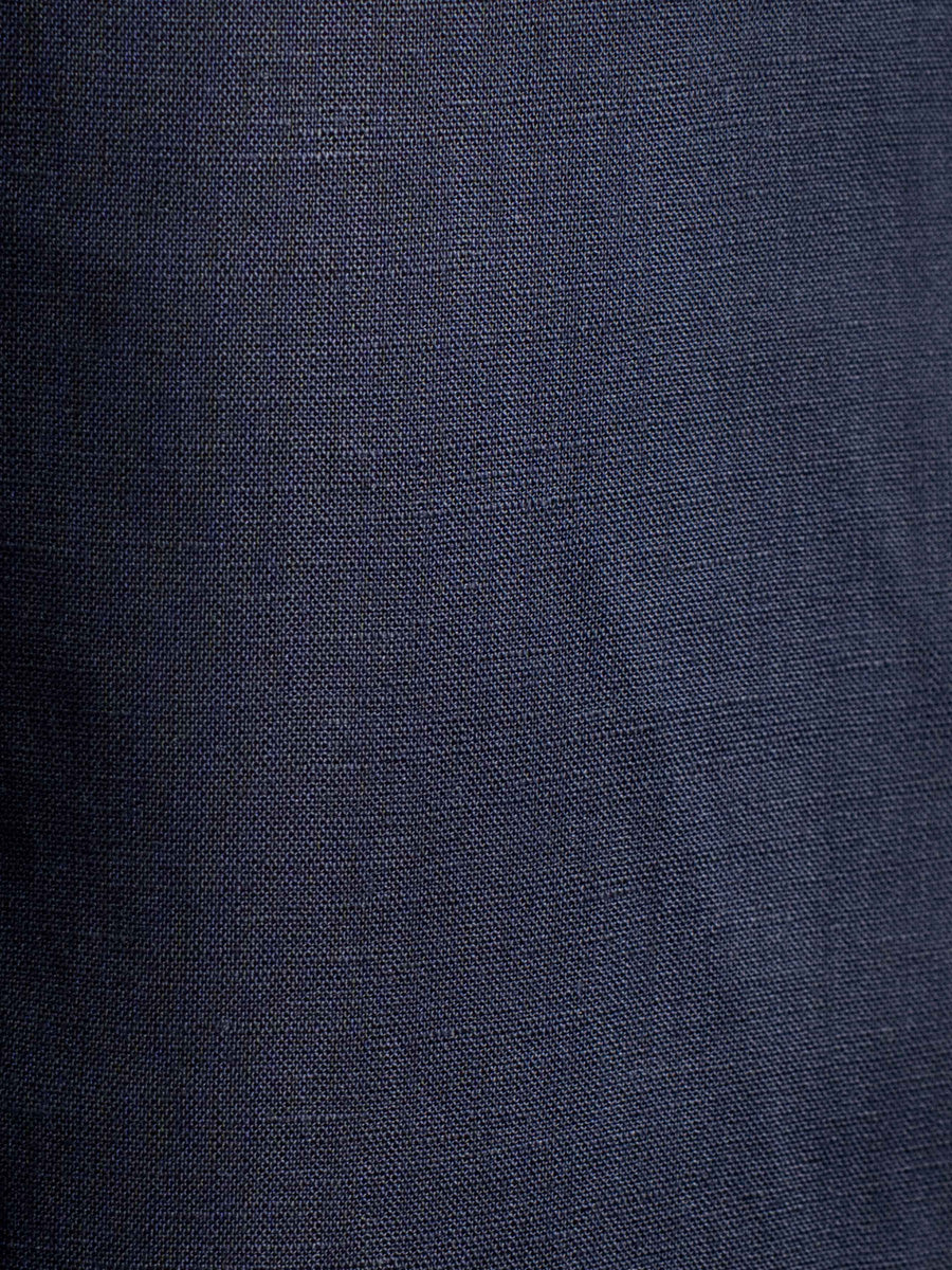 Vance Linen Shirt - Navy Blue Windsor Collar