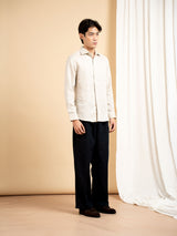 Vance Linen Shirt - Sand Windsor Collar