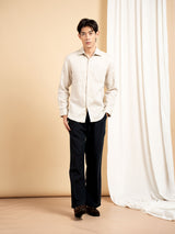 Vance Linen Shirt - Sand Windsor Collar