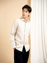 Vance Linen Shirt - Sand Windsor Collar